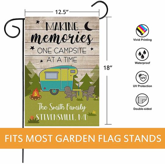 Personalized Making Memories One Campsite At A Time Garden Flag