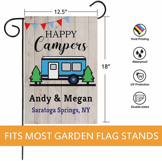 Personalized Happy Camper Garden Flag