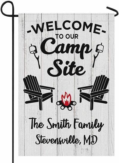 Personalized Welcome To Our Campsite Garden Flag Custom Family Name