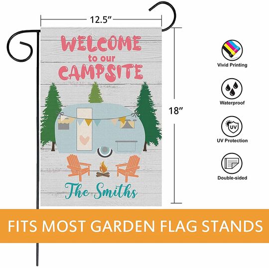 Personalized Welcome to Our Campsite Garden Flag Custom Family Name