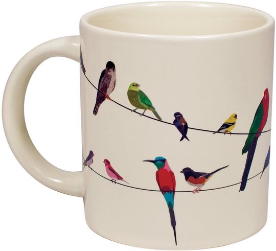 Birds On A Wire Heat Changing Ceramic Novelty Coffee Mug