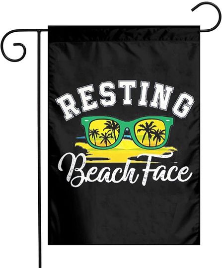 Resting Beach Face Garden Flag Palm Summer