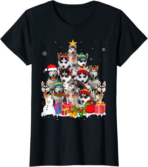 Siberian Husky Christmas Tree Pet Dog Lover Gift Hoodie