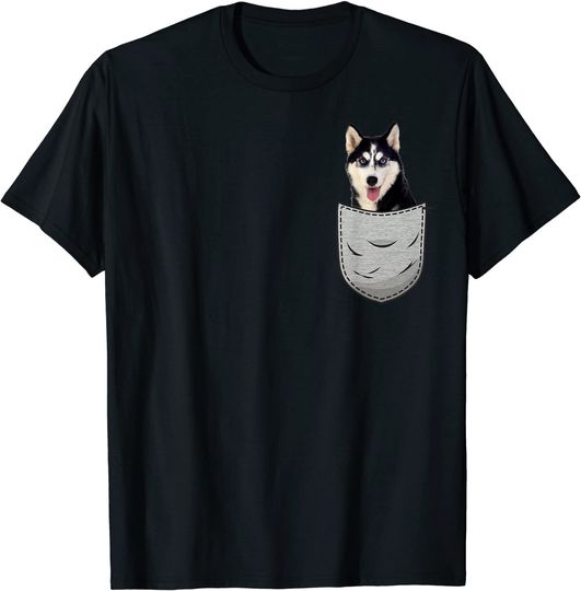 Cute Siberian Husky Sibe Chukcha for dog lovers pocket owner T-Shirt