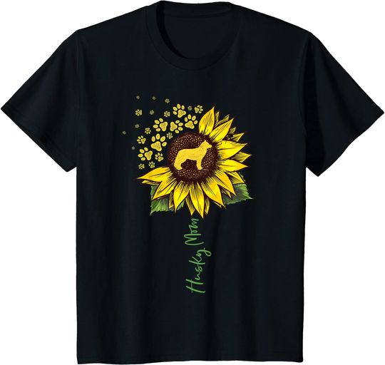 Husky Mom Sunflower Siberian Husky Lover Gifts Dog Mom Mama T-Shirt