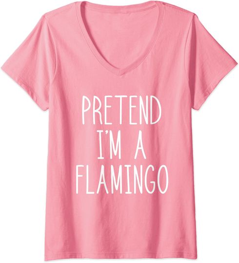 Womens Flamingo Halloween Costume Pretend I'm a Flamingo Pink T Shirt