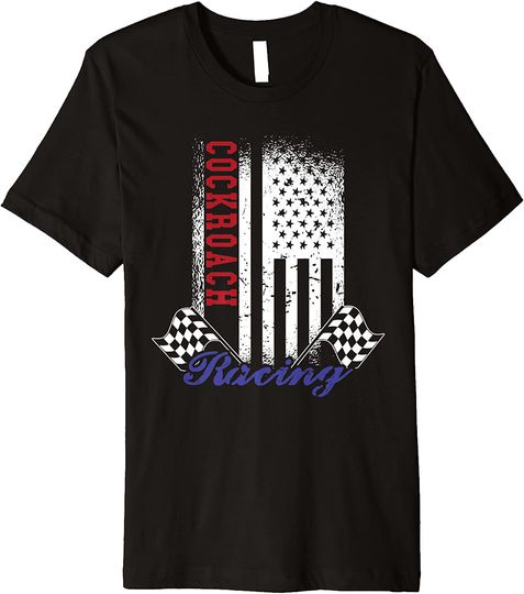 American Flag Cockroach Racing Race Flag Design T Shirt