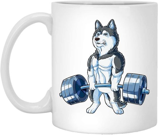 Siberian Husky Weightlifting Coffee Mug - Deadlift Fitness Gym Mug