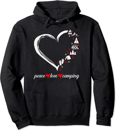 Peace Love Camping Heart Flip Flop Camping Lover Pullover Hoodie