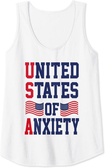 Sarcastic United States of Anxiety USA American Flag Tank Top
