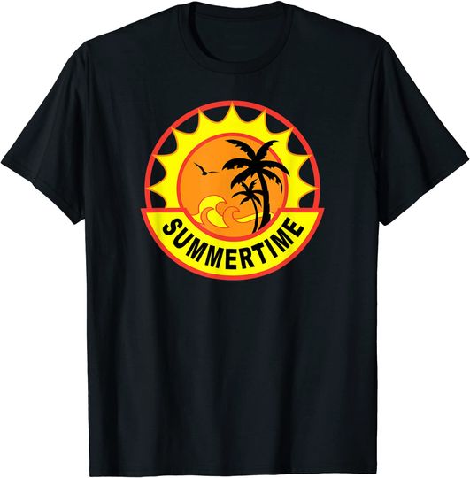 Summertime T-shirt Summer Palm Tree Seagull