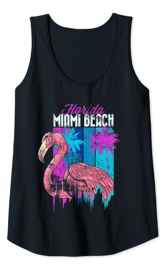 Florida Miami Beach Flamingo Palm Tree Tank Top