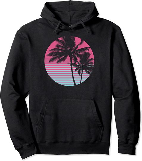 Palm Tree Silhouette Vintage Pullover Hoodie