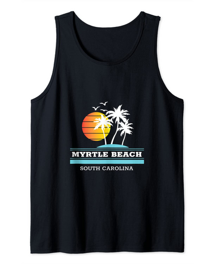 Myrtle Beach South Carolina SC Palm Tree Beach Sunset Tank Top