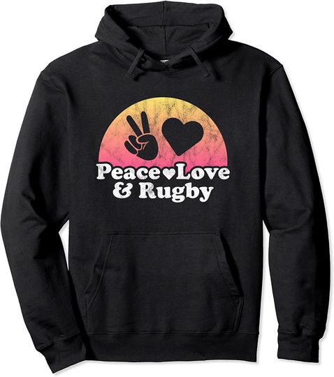 Peace Love and Rugby Pullover Hoodie
