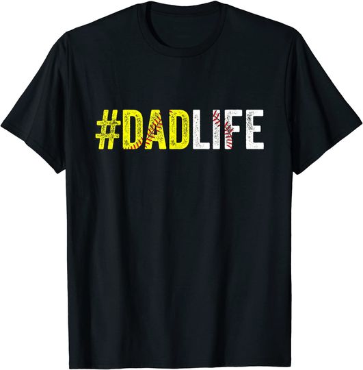 Dad Life Softball Daddy Baseball Sports Lover Father's Day T-Shirt