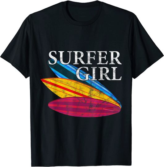 Surfer Girl Retro Surfing Lover Lady Surfer Gift T-Shirt