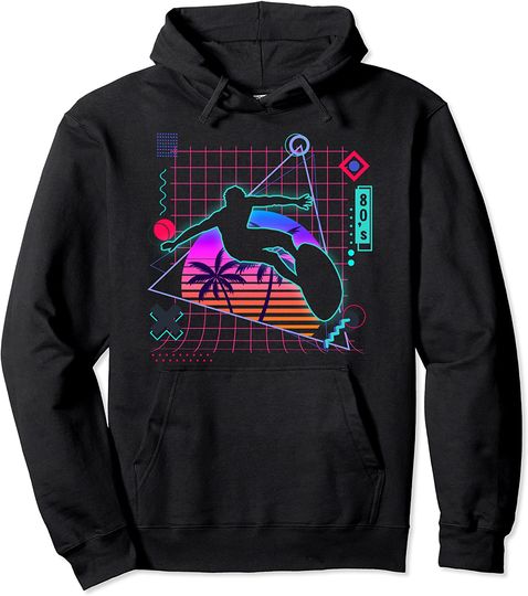 Surfing Aesthetic Vaporwave 80s Style Surfing Lover Pullover Hoodie