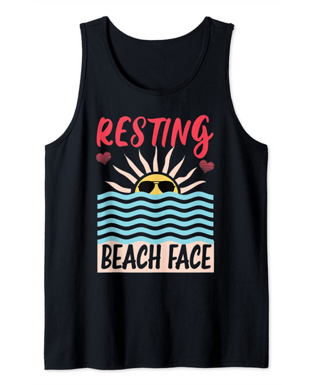 Resting Beach Face Tank Top Sun Heart Ocean