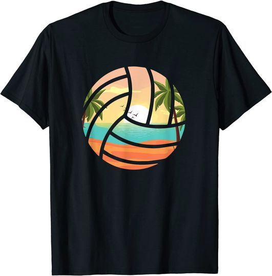 Tropical Summer Beach Volleyball Hippie Beach Sunset T-Shirt