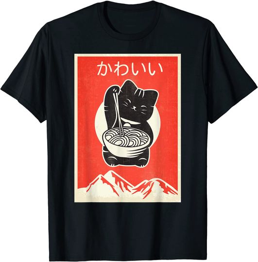 Vintage Kawaii Cat Anime Retro Japanese Style T Shirt