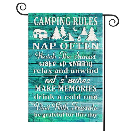 Personalized Camping Rules Nap Often Watch The Sunshine Garden Flag