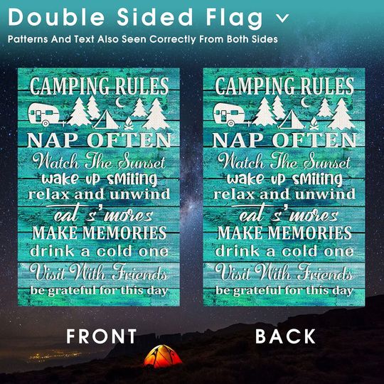 Personalized Camping Rules Nap Often Watch The Sunshine Garden Flag