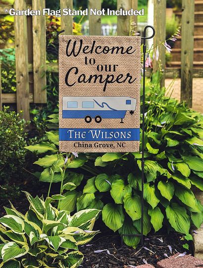 Personalized Welcome To Our Camper Garden Flag Custom Family Name Place