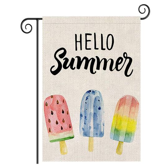 Personalized Hello Summer Garden Flag Ice Cream