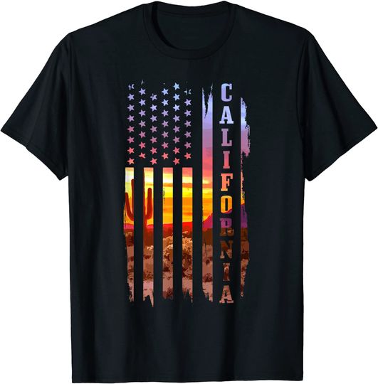 California American Flag USA Pride Cactus Patriotic T Shirt