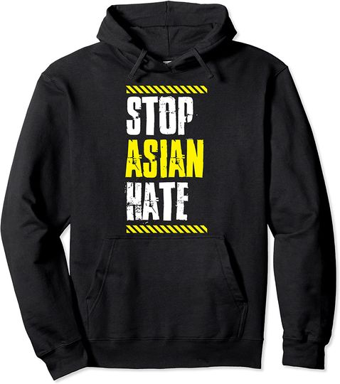 Stop Asian Hate Warning Tape American Pride Love AAPI Ally Hoodie