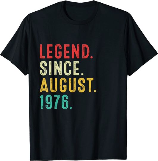 45 Years Old Retro Legend Since August 1976 45th Birthday T Shirt