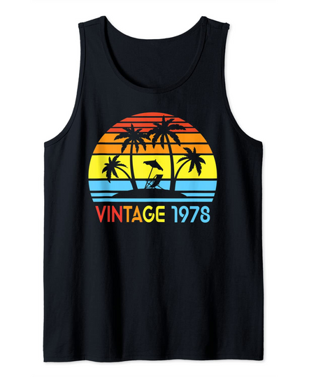 Vintage Made Born in 1978 Beach Sunset Tank Top