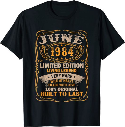 Vintage 37 Years Old June 1984 37th Birthday Gift Idea T Shirt