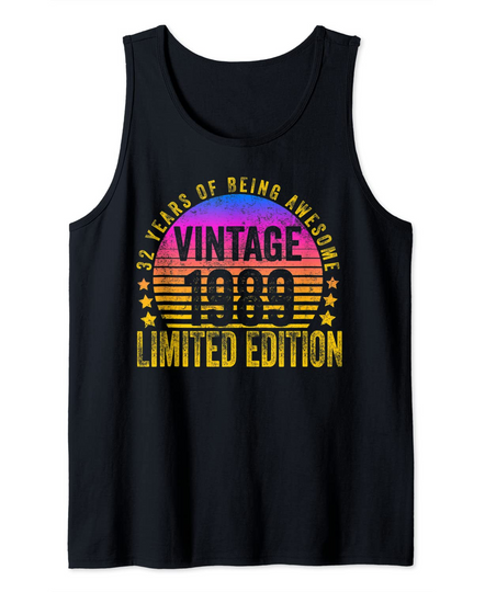 32 Year Old Legendary Retro Vintage Awesome Birthday 1989 Tank Top