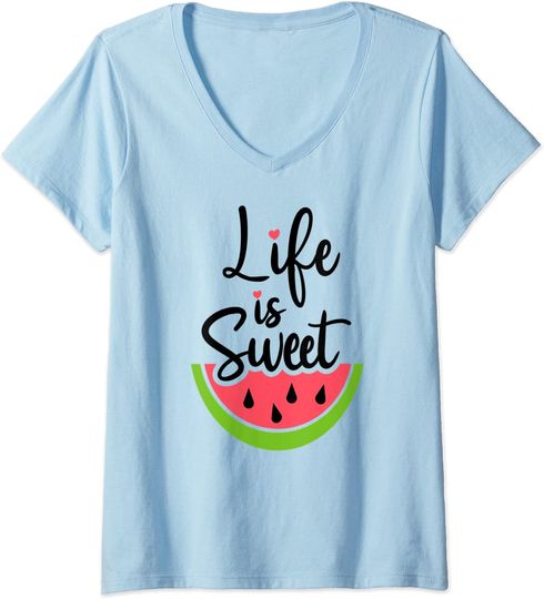 Life is Sweet Watermelon V-Neck T-Shirt