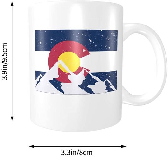 Colorado State Flag Snow Mountains Mug -Ceramic Coffee/Tea/Cocoa Mug-Unique Coffee Cup & Present Idea for Male/Female/Bosses/Coworkers