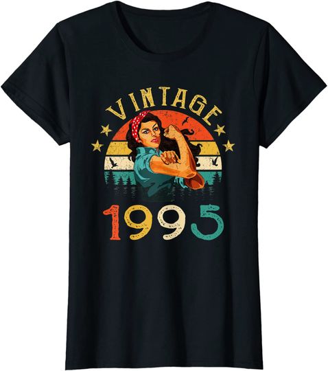 Womens Retro Vintage 1995 Made In 1995 26 Years Old 26th Birthday T Shirt