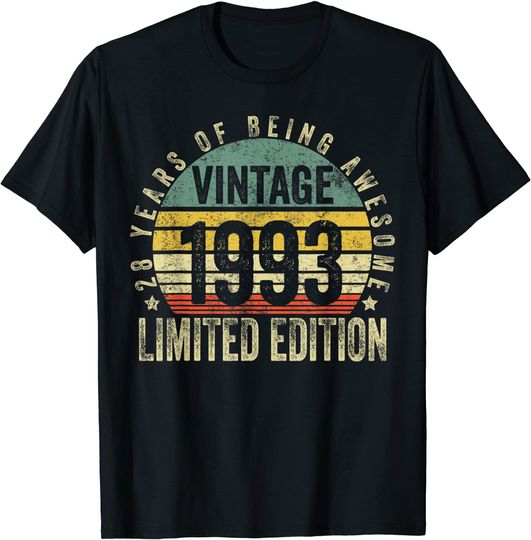 28 Year Old Gifts Vintage 1993 Limited Edition 28th Birthday T Shirt