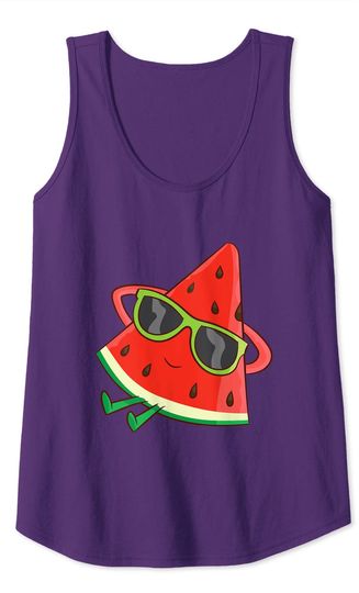 Watermelon Summer Melon With Sunglasses Watermelon Tank Top