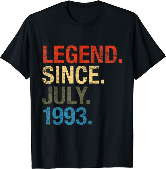 28th Birthday Gifts Year Old Legend Since July 1993 T Shirt