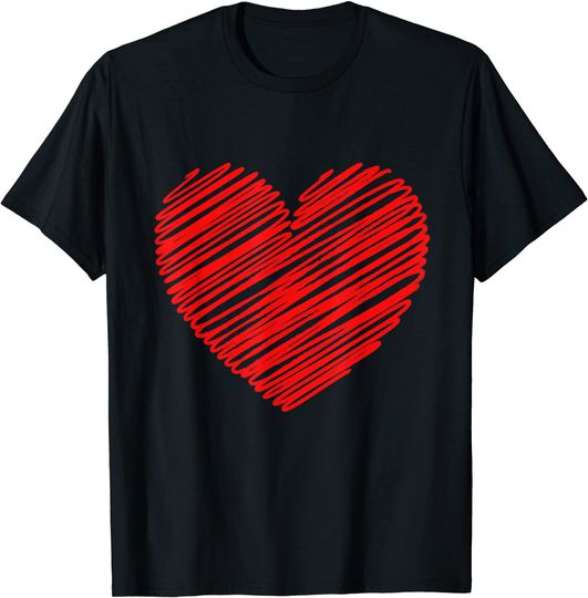 Short Sleeve Red Heart Valentine's Day Women Girls Top T-Shirt