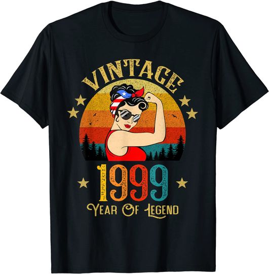 22th Birthday Gift 22 Years Old For Women Retro Vintage 1999 T Shirt