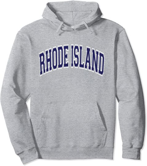Rhode Island Varsity Style Navy Blue Text Pullover Hoodie