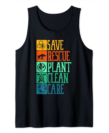 Save rescue Plant Clean Care Turtle Animal Recycle Earth Day Tank Top