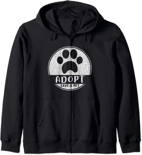 Adopt save a pet Cat and Dog Animals Rescue Zip Hoodie