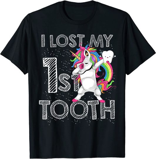 I Lost My First Tooth Baby Tooth Fairy Unicorn Dabbing T-Shirt