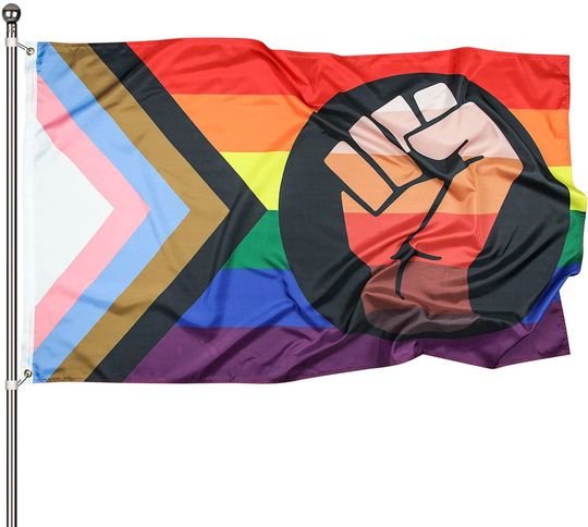Fist Progress Pride Flag Rainbow