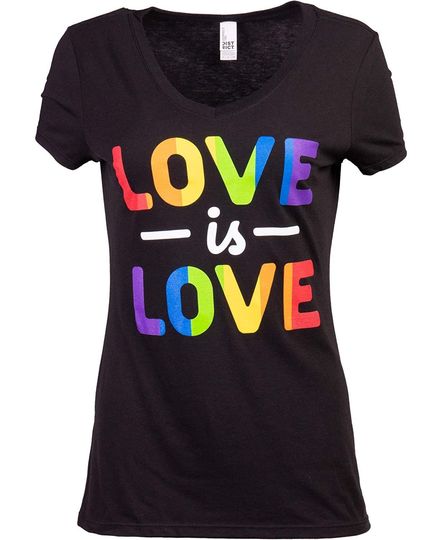 Love is Love | Lesbian Gay Bisexual Transgender Ally Progressive LGBTQ Women V-Neck T-Shirt Top