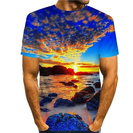 Men's Tee T shirt 3D Print Graphic Beach Print Short Sleeve Daily Tops